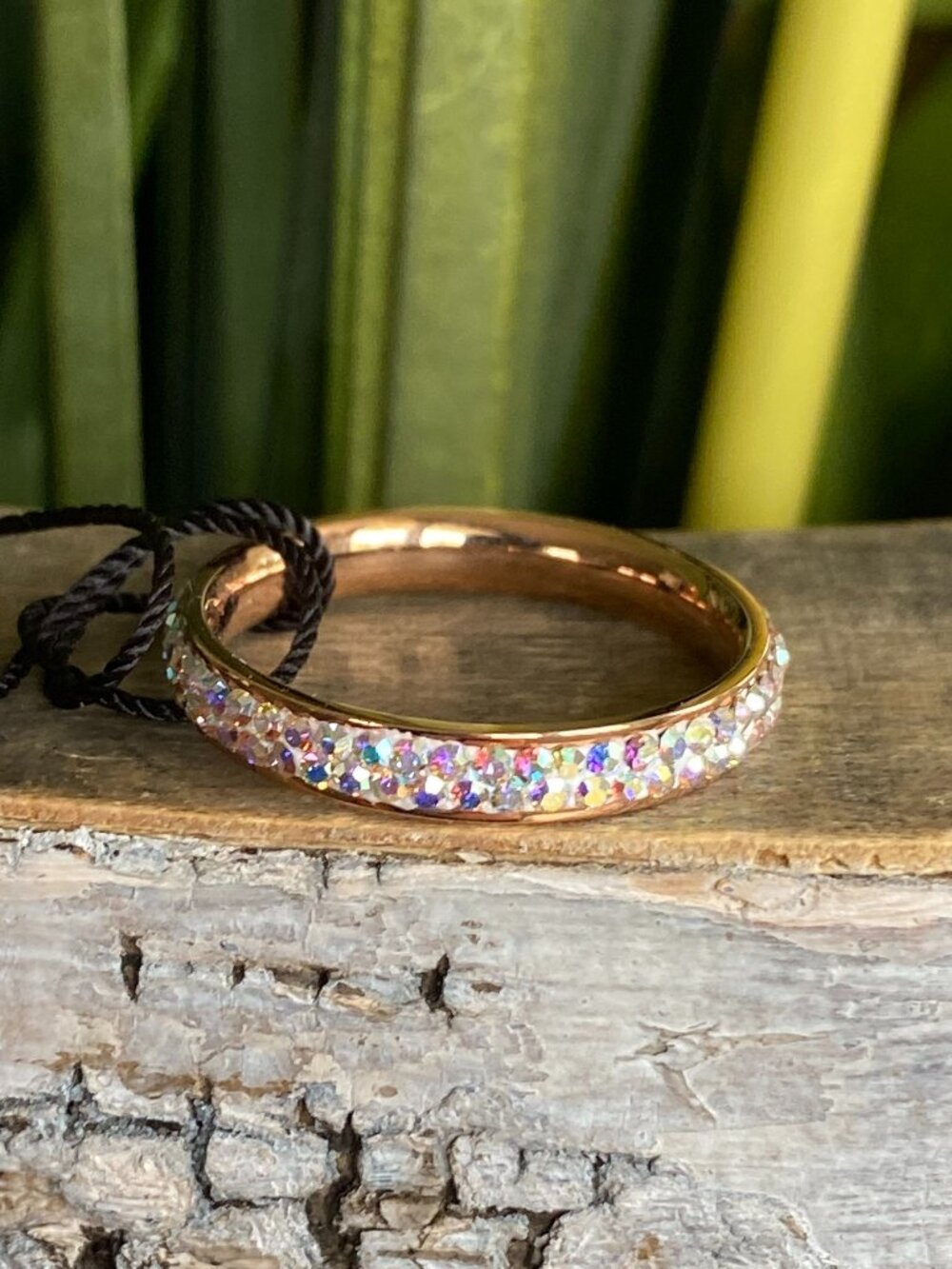 Fifth Avenue Eternal Luxe Aurora Borealis Crystal Rose Gold Ring Sz 8 Stackable
